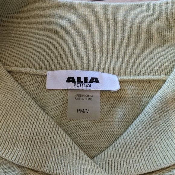 Alia Petite green knit half cowl collar long sleeve sweater size PM/M - Picture 5 of 9